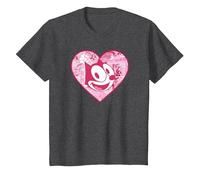 Felix The Cat Heart Comic Fill Maglietta, Bambini, Grigio Scuro, 10 Anni