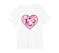 Felix The Cat Heart Comic Fill Maglietta, Donna Plus-Size, Bianco, 3X