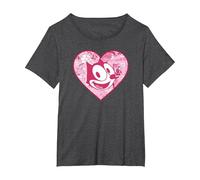Felix The Cat Heart Comic Fill Maglietta, Donna Plus-Size, Grigio Scuro, 6X