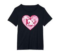 Felix The Cat Heart Comic Fill Maglietta, Donna Plus-Size, Nero, 3X