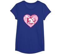 Felix The Cat Heart Comic Fill Maglietta, Ragazze, Blu Reale, XS