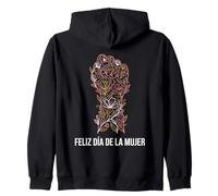 Feliz Día de la Mujer Design Puño Floral de Fuerza Felpa con Cappuccio