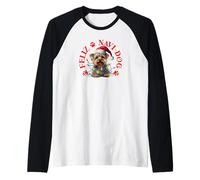 Feliz Navi-Dog con Yorkshire Terrier Festivo Maglia con Maniche Raglan
