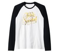 Feliz Navidad Buon Natale Espanol Elegante Maglia con Maniche Raglan