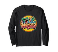 Feliz Navidad Buon Natale Espanol Graffiti Maglia a Manica