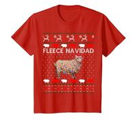 Feliz Navidad - Maglione Divertente con Pecore di Natale Maglietta, Bambini, Rosso, 3 Anni