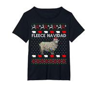 Feliz Navidad - Maglione Divertente con Pecore di Natale Maglietta, Donna Plus-Size, Nero, 4X