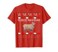 Feliz Navidad - Maglione Divertente con Pecore di Natale Maglietta, Uomo, Rosso, L