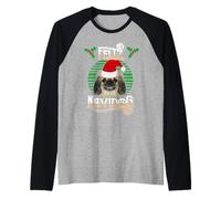 Feliz Navidog Cappello da Babbo Natale con Cane pechinese Maglia con Maniche Raglan