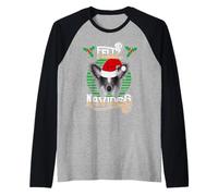 Feliz Navidog Cappello di Babbo Natale Cinese con Cresta Maglia con Maniche Raglan