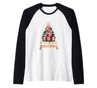 Feliz Navidog - Feliz Navidad - Cane Natale Stelle Cani Maglia con Maniche Raglan
