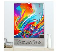 Fell und Farbe (hochwertiger Premium Wandkalender 2026 DIN A2 hoch), Kunstdruck in Hochglanz: Künstler und ihre Stile durch die Augen von Katzen