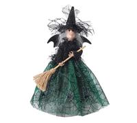 Fellflying Figura da collezione, bambole di streghe con scopa,Puntale per albero a di Halloween | Bambole a di Halloween per la decorazione di del sulla cima 'albero da tavolo