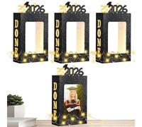 Fellflying Scatola Centrotavola Laurea | 4 Pezzi Decorazione Luminosa,Cornice Decorativa Congratulazioni Laurea | Per Fratelli Amici Compagni Di Classe Soggiorno Camera Da Scrivania Comodino