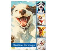Fellnasen-Glück to go. Fröhliche Hundegesichter zum Schmunzeln (Wandkalender 2026 DIN A3 hoch), CALVENDO Monatskalender: Diese Hunde in Öloptik haben die Mission, dich zum Lächeln zu bringen!
