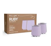 Fellow Ruby Bicchieri da vino Set da 2 - Bicchieri da vino e cocktail isolati in acciaio inossidabile con interno in ceramica e coperchio girevole in ciottoli - 12 once, Peri Twinkle