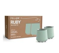 Fellow Ruby Bicchieri da vino Set di 2 - Bicchieri da vino e cocktail isolati in acciaio inossidabile con interno in ceramica e coperchio girevole in ciottoli - 12 once, Menta chips