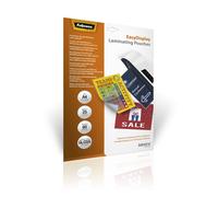 Fellowes Pouches per plastificazione per documenti, formato A4, finitura lucida, confezione da 25 pezzi, 160 micron, 2x80 micron, Finitura di alta qualità, adatti per foto e avvisi