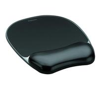 Fellowes Tappetino mouse poggiapolsi, tappetino mouse in Gel Crystals con base in gomma antiscivolo, mouse pad ergonomico per computer, home office, compatibile con mouse laser e ottici, colore nero