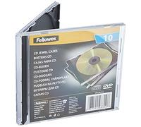Fellowes 98310 Custodia per CD Jewel Case, Confezione da 10 Pezzi, Base Nera