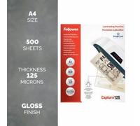 Fellowes A4 Laminating Pouches Gloss Finish 500 Sheets 125 Micron High Quality F