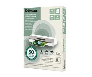 Fellowes A6 Pouches per Plastificazione - 100 Pezzi, Finitura Lucida, 75/80 Micr