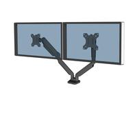 Fellowes Braccio monitor doppio Platinum Series, con molle a gas, con funzioni di oscillazione, inclinazione, rotazione, 2 porte USB, dimensioni massime monitor 27" (9 kg), colore nero