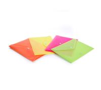 Fellowes Buste A4 con Bottone, Confezione da 60 Pezzi, Colori Fluo Assortiti, Capacità 200 Fogli, Chiusura a Bottone, Porta Documenti per Ufficio, Scuola e Casa