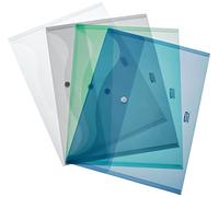 Fellowes Buste Portadocumenti con Bottone, Contengono Fino a 200 Fogli A4, Confezione da 4 Pezzi con Colori Assortiti