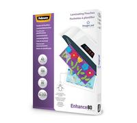 Fellowes fogli plastificatrice A3 Enhance80, buste per plastificatrice formato A3, 80 Micron, confezione da 100 pouches per plastificare