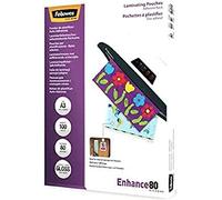 Fellowes Laminating Pouches Enhance 80 micron - Laminiertaschen mit selbstklebender R?ckseite - 100 x gl?nzend - A3 (297 x 420 mm) (53023)