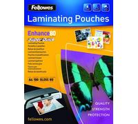 Fellowes Pouches per plastificazione per documenti, formato A4, finitura lucida, confezione da 100 pezzi, 160 micron, 2x80 micron, Finitura di alta qualità, adatti per foto e avvisi