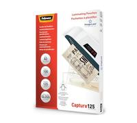 Fellowes Pouches per plastificazione per documenti, formato A3, finitura lucida, confezione da 100 pezzi, 250 micron, 2x125 micron, con Image Last per direzionare foto e documenti