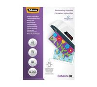 Fellowes Pouches per plastificazione per documenti, formato A3, finitura lucida, confezione da 25 pezzi, 160 micron, 2x80 micron, Finitura di alta qualità, adatti per foto e avvisi