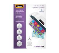 Fellowes Pouches per plastificazione per documenti, formato A4, finitura lucida, confezione da 25 pezzi, 160 micron, 2x80 micron, Finitura di alta qualità, adatti per foto e avvisi