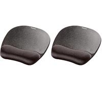 Fellowes Tappetino mouse Everyday con supporto per il polso - Tappetino ergonomico per mouse per computer portatile, poggiapolsi ergonomico - Nero (Confezione da 2)