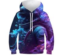 Felpa 3D da ragazzo con stampa Galactic Diver, maglione casual con cappuccio, a maniche lunghe, abbigliamento invernale con tasca, 8-10 anni