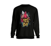 Felpa a Girocollo Supereroi Hellboy Maglia Nera Uomo Donna Bambini Ragazzi