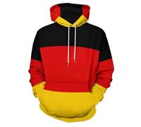 Felpa a Maniche Lunghe con Cappuccio Oversize, Germania Bandiera Nazionale Unisex, con Tasca a Marsupio, Girocollo, Morbido Capo Basic per Autunno, Inverno,Nero,XXL
