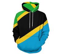 Felpa a Maniche Lunghe con Cappuccio Oversize,Tanzania Bandiera Nazionale Unisex, con Tasca a Marsupio, Girocollo, Morbido Capo Basic per Autunno, Inverno,Nero,2XL