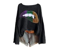 Felpa a maniche lunghe con scollo rotondo. Un maglione morbido e casual per un comfort e un abbigliamento elegante nella vita di tutti i giorni., Nero , XL