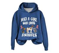 Felpa a maniche lunghe da donna con scritta "Just A Girl Who Loves", Blu, XL