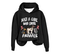 Felpa a maniche lunghe da donna con scritta "Just A Girl Who Loves", Nero , XL