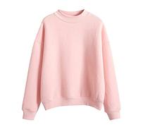 Felpa a maniche lunghe da donna, taglia grande, senza cappuccio, scollo rotondo, top sportivo, tinta unita, autunno e inverno, top casual, basic, top per sport e jogging quotidiano, Rosa, S