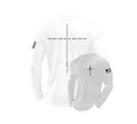 Felpa a maniche lunghe da uomo con scritta in lingua inglese "Jesus The Way The Truth The Life John 14:6 Christian Cross, bianco, XXL