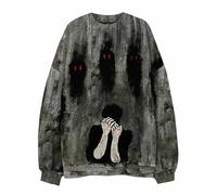 Felpa a maniche lunghe da uomo costumi di Halloween per adulti pullover spaventosi horror felpe stampate in 3D senza cappuccio maglione girocollo a tema festival maglioni orribile mostro umanoide