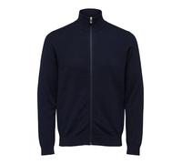 Felpa a Maniche Lunghe da Uomo Selected Basic | Cardigan in Cotone Tinta Unita | SLHBERG Zip, Blu (Navy Blazer/Melange), XXL