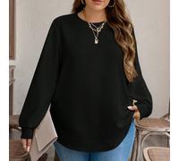 Felpa a maniche lunghe dalle tinte unite e design minimale, adatta per donna taglie forti per il quotidiano e look per vacanze 0XL,1XL,2XL,3XL,4XLColore unicoTessuto in maglia