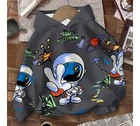Felpa a maniche lunghe in maglia con stampa grafica di avventure di astronauti nello spazio, casual, comoda e morbida per ragazzi 6Y,7Y,4Y,5YFumettoPoliestere
