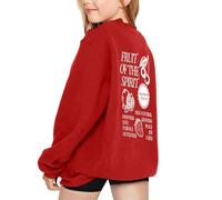 Felpa a Maniche Lunghe per Ragazza Sweatshirt Senza Cappuccio Sportiva Top Teenager Classics Solid Color/Print Moda lescenti Bambine attività Sportive